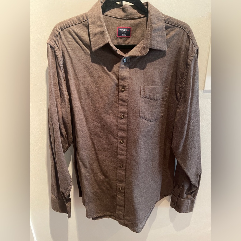 Untuck It Brown Casual Button Up (L - Relaxed )